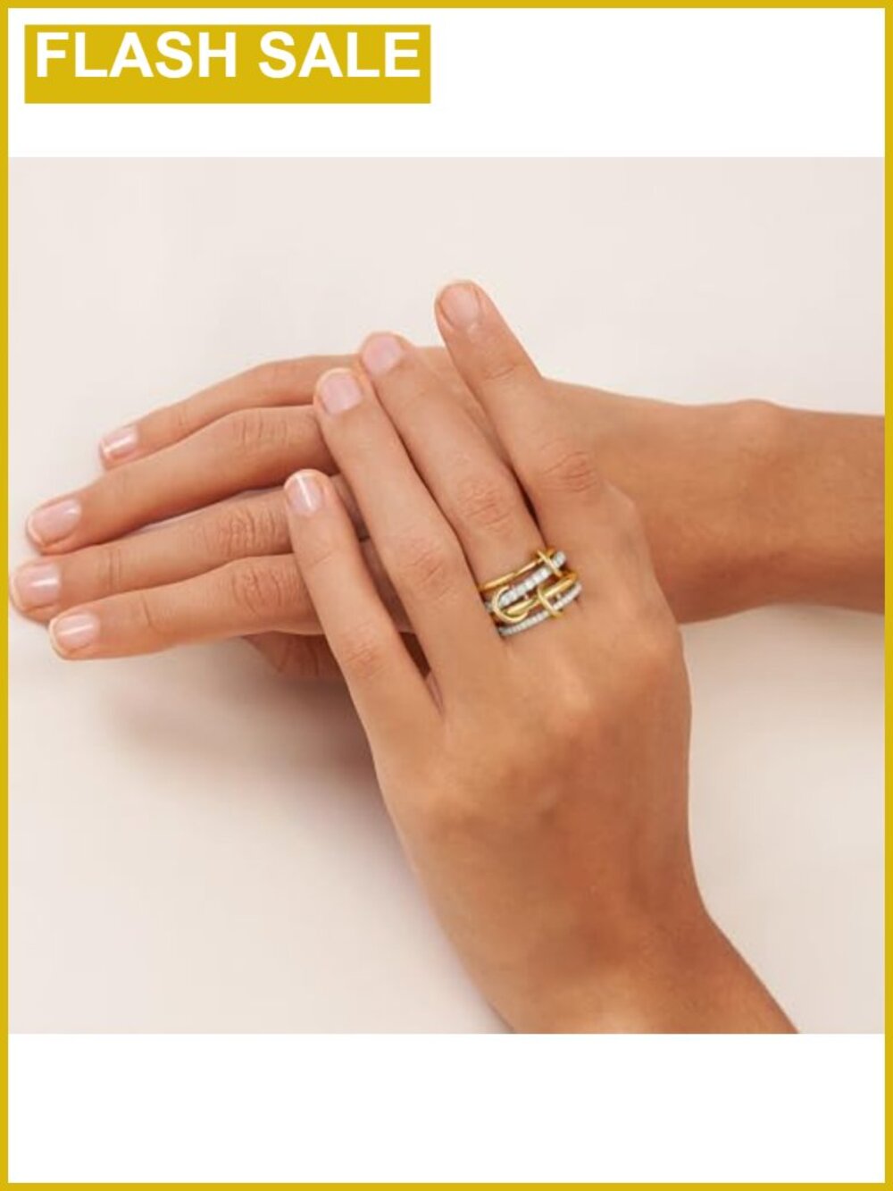 14K Gold Silver Plated Stackable Rings Set Wedding Ring - Picture 3 of 6